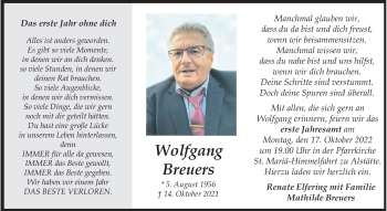 Anzeige von Wolfgang Breuers 