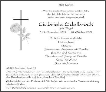 Anzeige von Gabriele Edelbrock 