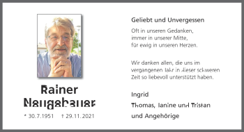 Anzeige von Rainer Neugebauer 