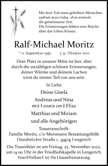 Anzeige von Ralf-Michael Moritz 