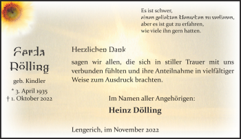 Anzeige von Gerda Dölling 