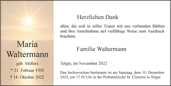 Anzeige von Maria Waltermann 
