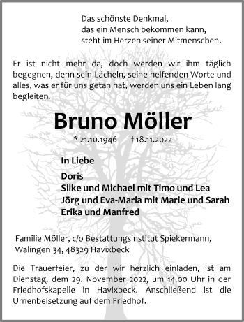 Anzeige von Bruno Möller 