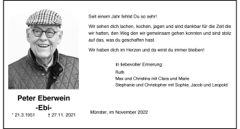 Anzeige von Peter Eberwein 