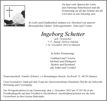Anzeige von Ingeborg Schetter 