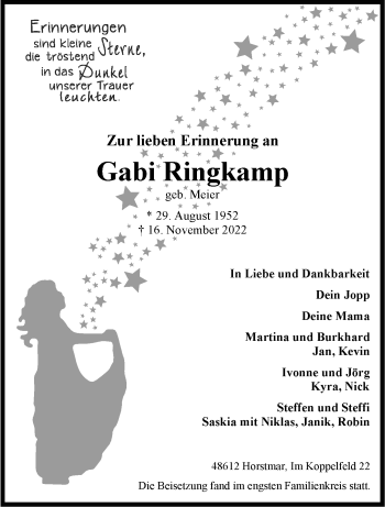 Anzeige von Gabi Ringkamp 