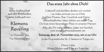 Anzeige von Klemens Revering 