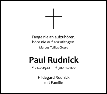 Anzeige von Paul Rudnick 
