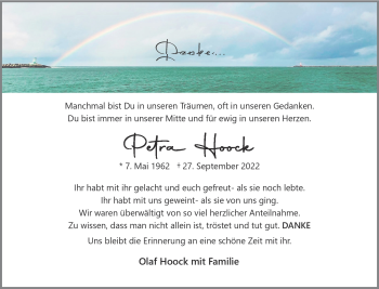 Anzeige von Petra Hoock 