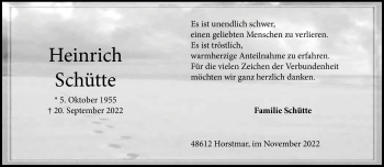 Anzeige von Heinrich Schütte 