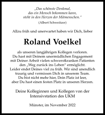 Anzeige von Roland Voelkel 