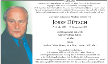 Anzeige von Josef Dütsch 