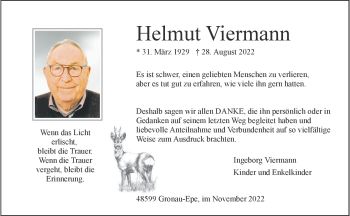 Anzeige von Helmut Viermann 