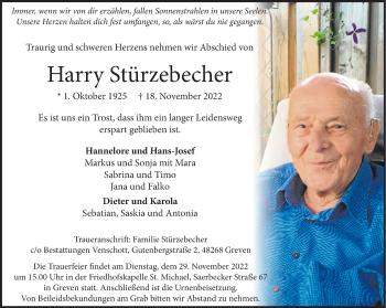 Anzeige von Harry Stürzebecher 