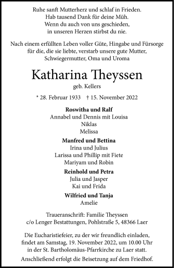Anzeige von Katharina Theyssen 