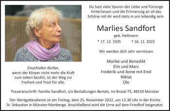 Anzeige von Marlies Sandfort 