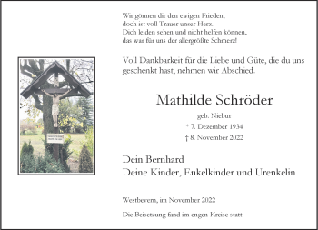 Anzeige von Mathilde Schröder 