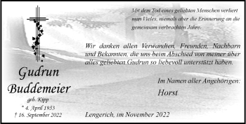 Anzeige von Gudrun Buddemeier 