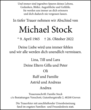 Anzeige von Michael Stock 