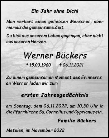 Anzeige von Werner Bückers 