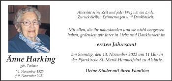 Anzeige von Änne Harking 
