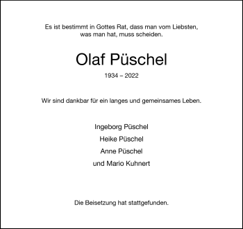 Anzeige von Olaf Püschel 