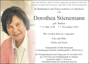 Anzeige von Dorothea Stienemann 