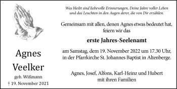 Anzeige von Agnes Veelker 