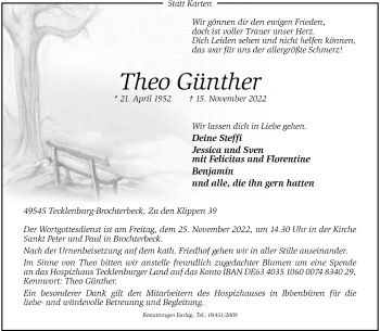 Anzeige von Theo Günther 