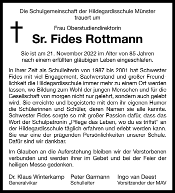 Anzeige von Fides Rottmann 