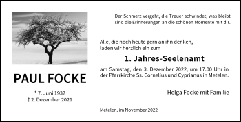 Anzeige von Paul Focke 