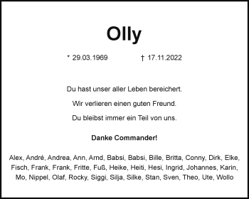 Anzeige von Olly Hölscher 
