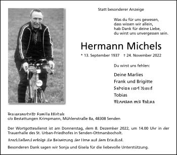 Anzeige von Hermann Michels 