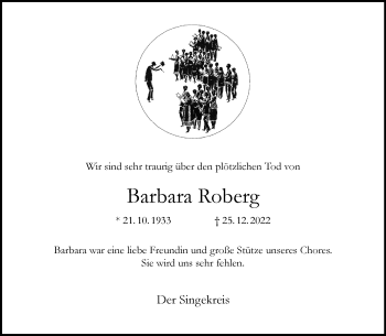 Anzeige von Barbara Roberg 