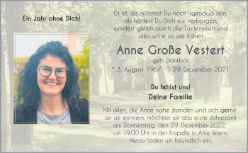 Anzeige von Anne Große Vestert 