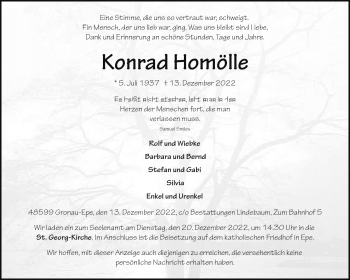 Anzeige von Konrad Homölle 