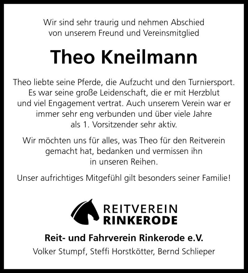  Traueranzeige für Theo Kneilmann vom 10.12.2022 aus 