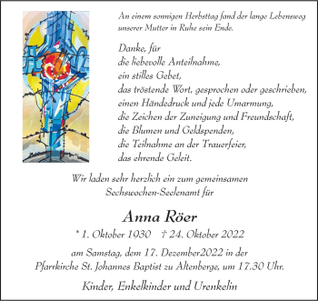 Anzeige von Anna Röer 