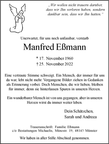 Anzeige von Manfred Eßmann 