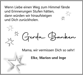 Anzeige von Gerda Banken 