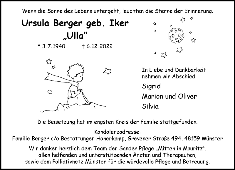  Traueranzeige für Ursula Berger vom 28.12.2022 aus 