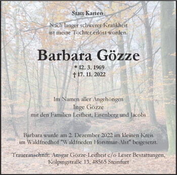 Anzeige von Barbara Gözze 