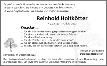 Anzeige von Reinhold Holtkötter 