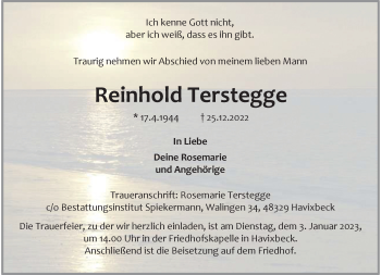 Anzeige von Reinhold Terstegge 