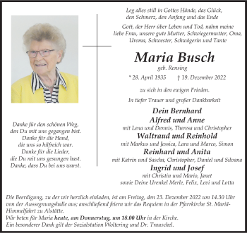 Anzeige von Maria Busch 