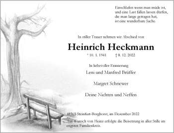Anzeige von Heinrich Heckmann 