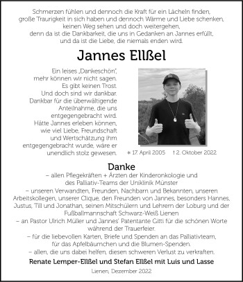 Anzeige von Jannes Ellßel 