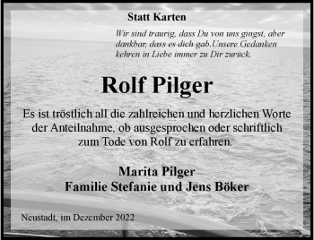 Anzeige von Rolf Pilger 