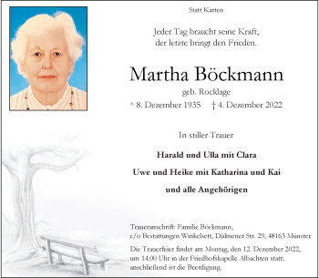 Anzeige von Martha Böckmann 