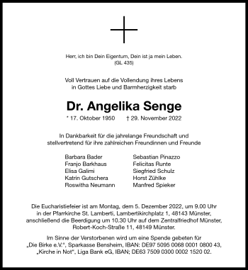 Anzeige von Angelika Senge 